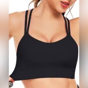 MOVE THEOLOGY Ribbed Double Knit Strappy Goddess Sport‎ Bra Black XS